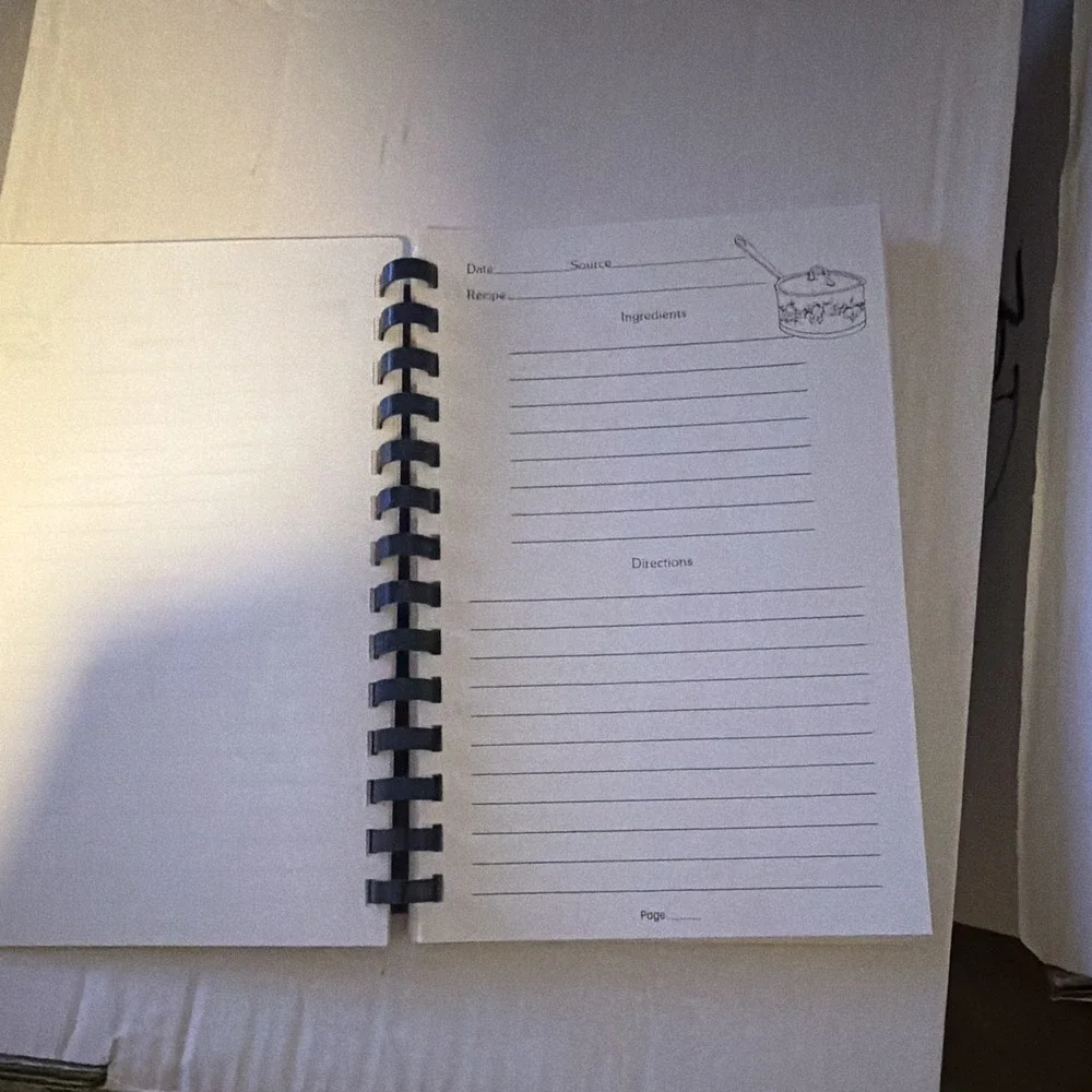Vintage DIY Blank Recipe Book Spiral Bound Journal Handwritten Recipes White